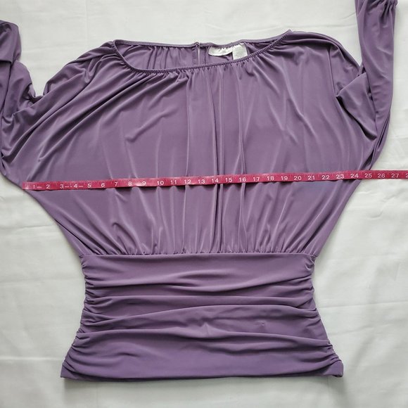 Worthington Women’s 3/4 Balloon Sleeve Ruched Blouse Purple Size Large - Picture 8 of 10